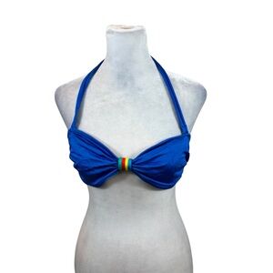 Ladies Vinatge Rose Marie Reid Blue Halter Style Bikini Top Convertible Size 8